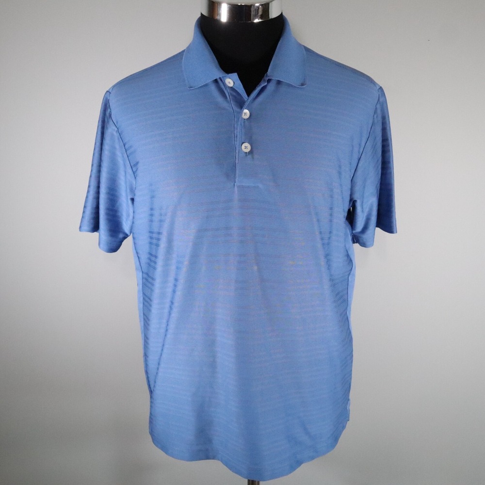 Adidas Golf Polo Shirt Mens Small ClimaCool Blue Striped Short Sleeve